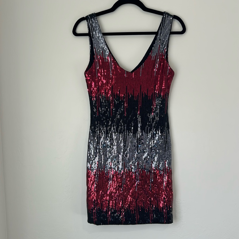 Black and red sequin mini dress . Small